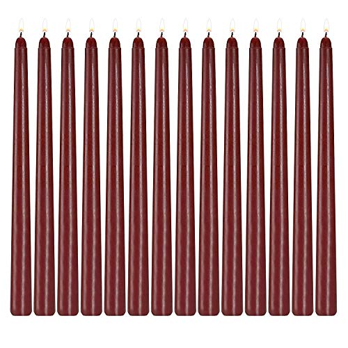 14 Pack Dark Red Taper Candles 12 Inch Tall 3/4 Inch Thick Burn 10 Hours (Burgundy) - color: 12"14pcs-Burgundy