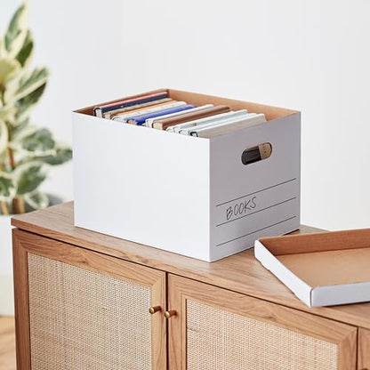 Amazon Basics Storage/Filing Boxes with Lift-Off Lid, Letter/Legal Size, Collapsible, Tape-Free Assembly, White, 16.2" L x 12.5" W x 10.5" H, 20-Pack - style: Standard 20-pack