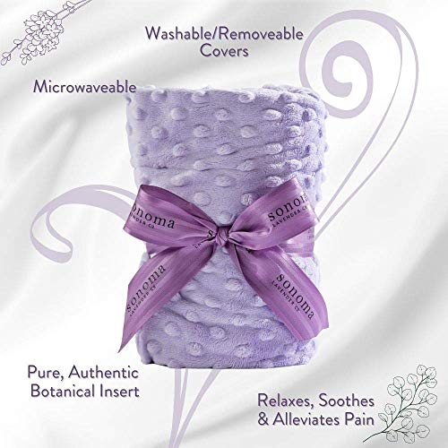Sonoma Lavender Spa Heat Wrap for Neck, Shoulders and Lower Back, Microwaveable Lavender Aromatherapy Heating Pad, Removable and Washable Covers, Stress and Pain Relief (9" x 26", Lilac Dot) - color: Lilac Dot