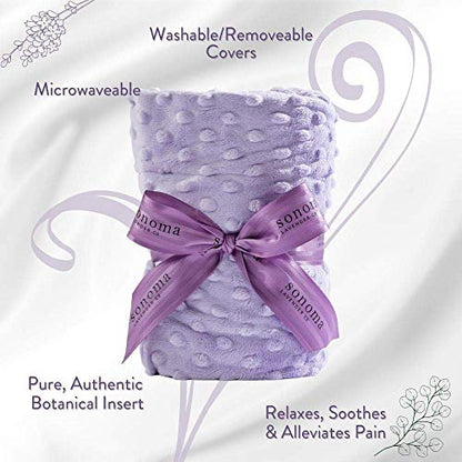Sonoma Lavender Spa Heat Wrap for Neck, Shoulders and Lower Back, Microwaveable Lavender Aromatherapy Heating Pad, Removable and Washable Covers, Stress and Pain Relief (9" x 26", Lilac Dot) - color: Lilac Dot