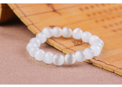 Fuqimanman2020 Healing Natural Stone Stretch Bracelet Strand Chakra Crystal Beaded Energy Reiki Spirituality for Women Conservancy Meditation Protection Jewelry - color: Opal