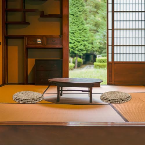 UKCOCO Double-Layer Woven Meditation Cushion 30x30cm Thick Straw Tatami Floor Seat Pad Yoga Sitting Pillow for Adults Home Cushion