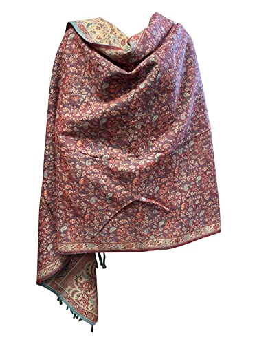 DUSTY PURPLE FLORAL SCARF LUXURY PREMIUM QUALITY HANDMADE FASHION SCAR MADE OF YAK WOOL Shawl Blanket stole unisex Travel Wrap Meditation Soft gift for her