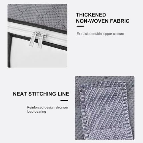 2-Pack Storage Bags with Sturdy Zipper, Storage Containers for Clothes, Comforters, Blanket, Bedding, Foldable Organizer with Reinforced Handle, Clear Window, Gray