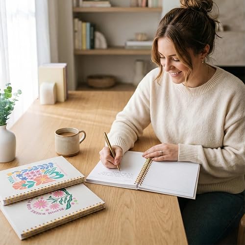 Christian Notebook Set of 3 – Joyful Bloom Spiral Journal for Women – 100 GSM No-Bleed Bible Study Supplies – 3 Floral Lined Notebooks for Prayer Journal, Sermon Notes, and Devotionals