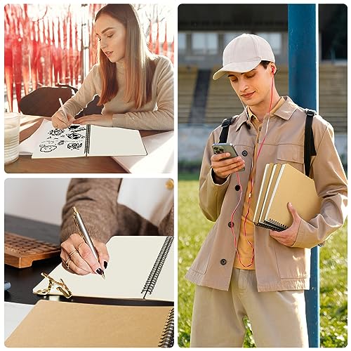 EUSOAR Spiral Unlined Notebook, A4 3 Packs 8.5"x 11" 120 Pages Hardcover Blank College Spiral Travel Writing Journals, Kraft Hardcover, School Students Office Business Diary, Memo Notepad Sketchbook - color: Kraft, size: A4-3 Packs