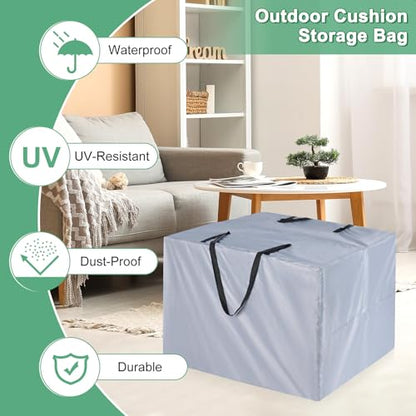 M METERXITY Outdoor Patio Cushion Storage Bags, 32" x 32" x 24" (L x W x H) Grey Waterproof Windproof Easy Loading Space-Saving - color: Grey