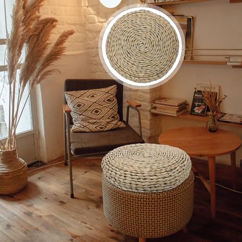 BESPORTBLE Hand-Woven Straw Yoga Meditating Cushion 30x30cm Cotton Filled Tatami Floor Pad for Home Meditation and Yoga Practice
