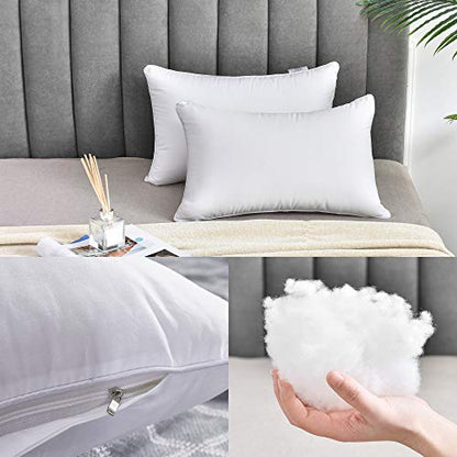 Oubonun 12x20 Lumbar Throw Pillow Inserts 2 Pack, 100% Cotton Breathable Cover Plump Rectangle Square Cushion Inserts White Decorative Pillows for Living Room Bedroom Office - style: 12x20 Inch (Pack of 2)