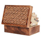 7.5” x 4.5” x 3” Mango Wood Box with Lid – Carved Scallop Medium Burnt – Handcrafted Wooden Keepsake Box – Medium Decorative Storage for Jewelry, Memory & Home Décor Accents