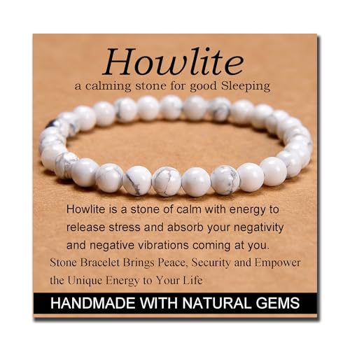 MASSIVE BEADS Handmade Yoga Stretch Elastic Bracelet Natural Stone Crystal Healing Power Energy Gifts for Unisex Adult 4mm 6mm 8mm 10mm - color: Howlite(Good Sleep), size: 6mm