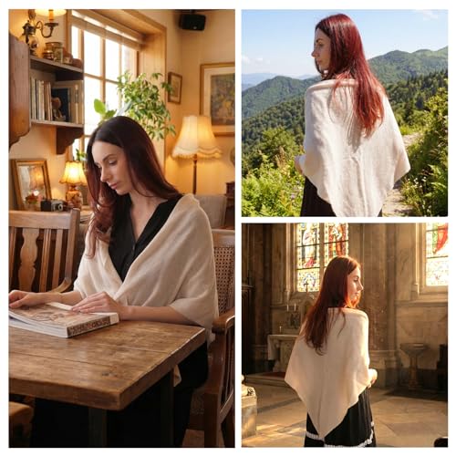 Cashmere Blend Shawl Wraps for Women,Cashmere Poncho Pashmina for Women Travel Scarf for All-Season with Gift Box - color: Khaki