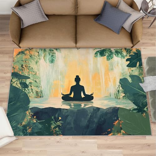 Chakra Rugs for Meditation - 3x5 Rug, Tropical Leaves Rug, Yoga Meditation Area Rugs for Living Room, Zen Spiritual Washable Carpet, Nature Carpet - Chakra Home Decor - color: 23-chakra, size: 3x5ft (36x60in)