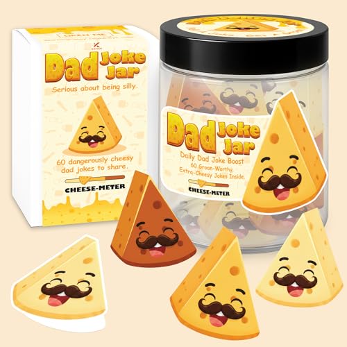 60 Dad Jokes Cards Jar, Funny Fathers Day Gift for Dad from Daughter Son Wife, White Elephant Gifts for Adults, Unique Father's Day Gag Gift for Dad, Grandpa, Father In Law, Stepdad, Husband, Men - color: Dad Jokes