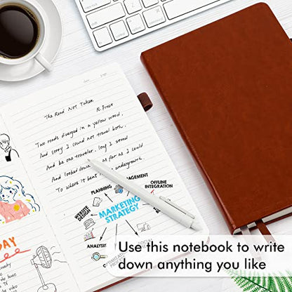 feela 24 Pack Journal Notebook for Work, Business Notebook Bulk Hardcover Lined Writing Journal with Pen Holder for Men Women Note Taking, with 24 Black Pens, 120 GSM, 5.1”x8.3”, A5, Brown - color: 24 Pack brown
