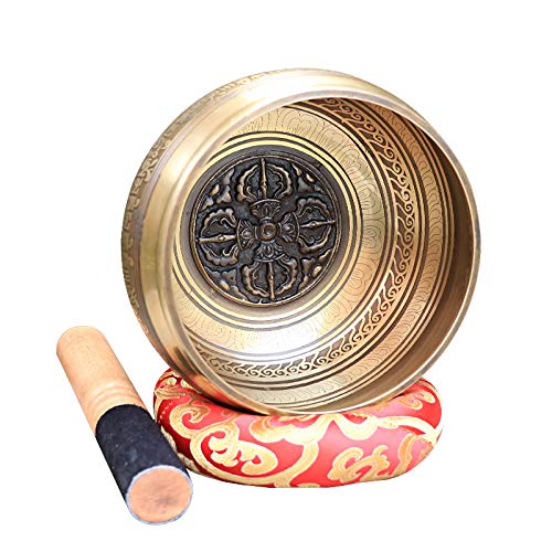 Copper Bowl Tibetan Singing Bowl Meditation Singing Bowl Tibetan Bowl Sound Therapy Bowl Buddha Sound Bowl Copper Chime Zen Ornament Bowl,12.5CM - size: 12.5CM