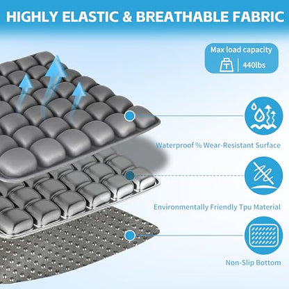 Sondour Travel Seat Cushion, Airplane Cushion Long Flight, Airplane Gadgets Inflatable Seat Cushions, Portable Airline Cushion With Air Pump, Wheelchair Cushions; Pressure Relief Seat Cushion - 1 Grey - color: Gray