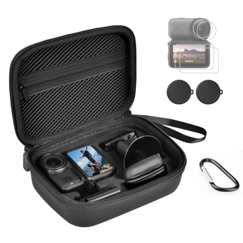 Carrying Case for DJI Osmo Nano, 8 in 1 Osmo Nano Travel case Protective Storage Bag for DJI Osmo Nano Standard Combo Including 2 Silicone Lens Caps, 4-Pack Lens Screen Protectors