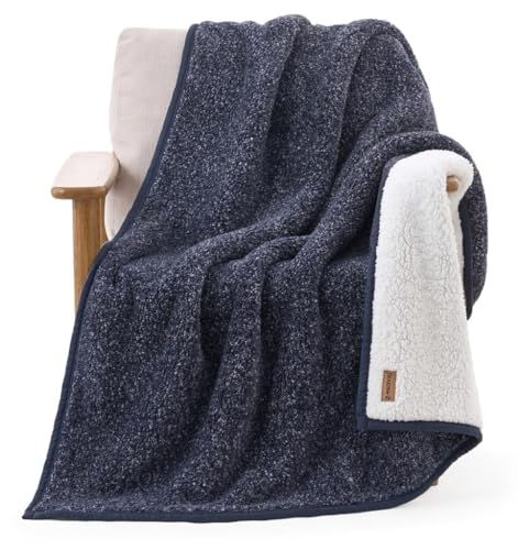 BEARPAW Sherpa Throw Blanket - Ultra Soft Plush Warm Reversible Fluffy Blanket for Bed Couch Sofa & Living Room Decor, House Decor, Room Decor Gifts for Women - 50"x70" (Blue, Throw - 50" x 70") - color: Blue