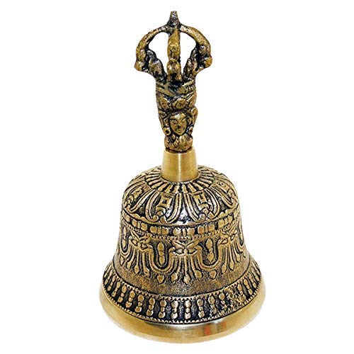 Skywalk Hand Made Metal Brass Bell for Self Healing Meditation Prayer and Yoga,Nepali Bell,Buddhist Decor Religious Gift 20 Cm X 15 Cm X 7.5 Cm Multicolour