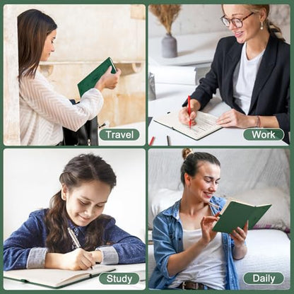 Blank Journal for Women Men, 192 Pages A5 Notebook Journal, Hardcover Notebook with 100Gsm Thick Pages, Leather Note Book for Writing, Travel, Business, Office, Prayer 5.7 x 8.3, Dark Green - color: Dark Green, style: Plain