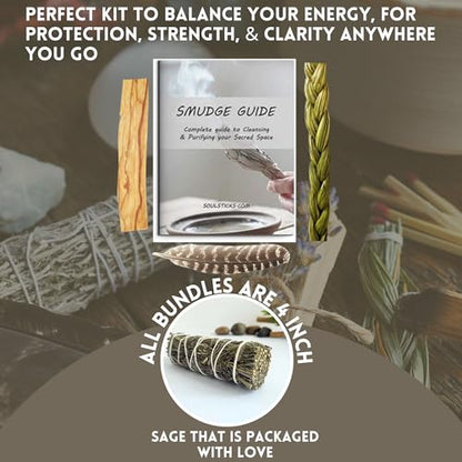 Ancient VEDA Sage Smudge Kit | Lavender, Sweetgrass, & Palo Santo Sticks Smudging Kit for Meditation, Yoga, Reiki, Home Cleansing, & Aromatherapy (Starter Kit, Lavender Sage) - color: Lavender Sage, size: Starter Kit