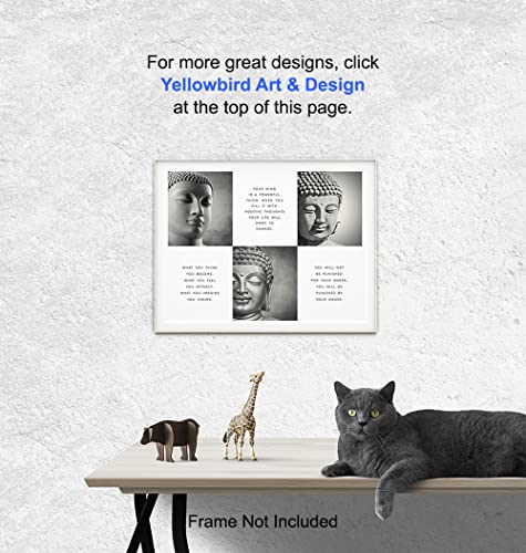LARGE 11X14 - Positive Inspirational Quotes Buddha Posters - Zen Buddhism Wall Art - Spa Namaste Wall Decor, Yoga Studio, Home Office - Uplifting New Age Buddhist Meditation Spiritual Gifts for Women - size: 11"L x 14"W