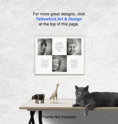 LARGE 11X14 - Positive Inspirational Quotes Buddha Posters - Zen Buddhism Wall Art - Spa Namaste Wall Decor, Yoga Studio, Home Office - Uplifting New Age Buddhist Meditation Spiritual Gifts for Women - size: 11"L x 14"W