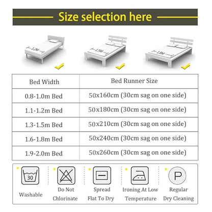 Bed Runner Scarf Protector Slipcover Decorative for Meditation Room, Serene Bed Scarf for Relaxing Space (Pillowcase Included X2)(50X240CM) - size: 50X240CM