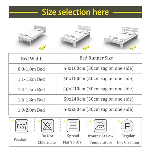 Bed Runner Scarf Protector Slipcover Decorative for Meditation Room, Serene Bed Scarf for Relaxing Space (Pillowcase Included X2)(50X180CM) - size: 50X180CM