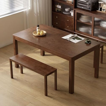 100% Solid Oak Wood Dining Bench, 39.6'' Entryway Bench Extra Chair Seat Long Ottoman with Squre End & Round Corner for Kitchen Living Room Bedroom, Walnut - size: 39.6inch-Walnut-Square End & Round Corner