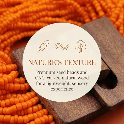 Multi Layers Seed Beads Wide Bangle Strand Bracelet for Women (BR1167)… - color: Orange