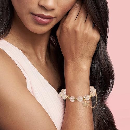 Natural Bead Bracelet 10mm Healing Crystal Bracelet for Women & Men Feng Shui Good Luck Meditation Buddhist Jewelry Handmade Stone Beaded Jewelry for Gift - color: Clear