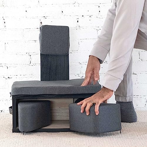 Floor Meditation Chair with Back Support | Posture Seat with Padded Leg Wedges, Foot Pad and Supportive Backrest | Portable Lightweight Meditation Floor Chair