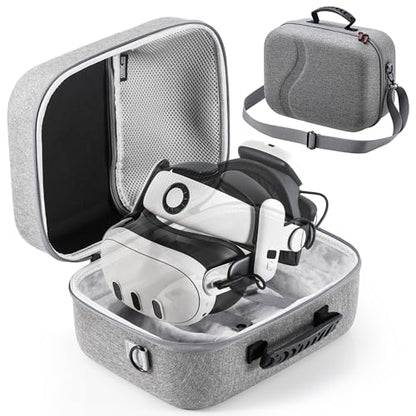 STARTRC GAMES Carrying Case for Meta Quest 3, Large Travel Case Compatible with BOBOVR S3 Pro/KIWI Design Battery Head Strap and Other Accessories, Hard Shell Travel Bag for Oculus Quest 3 - color: Gray
