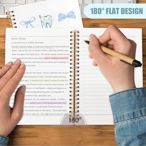 WUCHJ Dentist Gifts Notebook, Dental Hygienist Gifts Journal, Coquette Blue Bow Dental Spiral Notebook Journal for Note Taking, Dentist Office Supplies, 5.5x8.3 Inch - color: blue bow teeth dentist