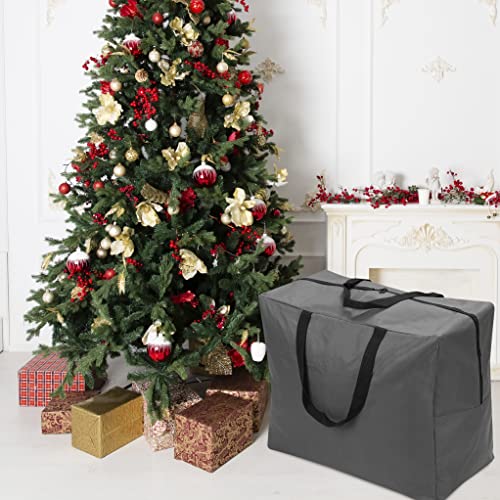 ProPik Holiday Ornaments Accessories Storage Bag Tear-proof Polyester Material 15” X 9.8” X 18.1” With Handles And Full Length Zipper (Gray) - color: Gray