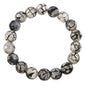 Falari 10mm Natural Semi Precious Gemstone Stretch Bracelet Unisex - color: Black & White Dragon Agate