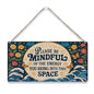 Funny Inspirational Wall Art Please Be Mindful of the Energy You Bring Wooden Sign,Spiritual Wall Zen Spa Decor for Home,Yoga Room,or Meditation Space Accessories,Retro Office Wall Art Aesthetic Decor