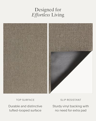 Chilewich Martha by Martha Stewart Heathered Shag Floor Mat in Flax - 3'x5' - Easy Care - Premium Indoor/Outdoor Utility Rug for Entry, Kitchen, Bath, Pool with Weatherproof Backing