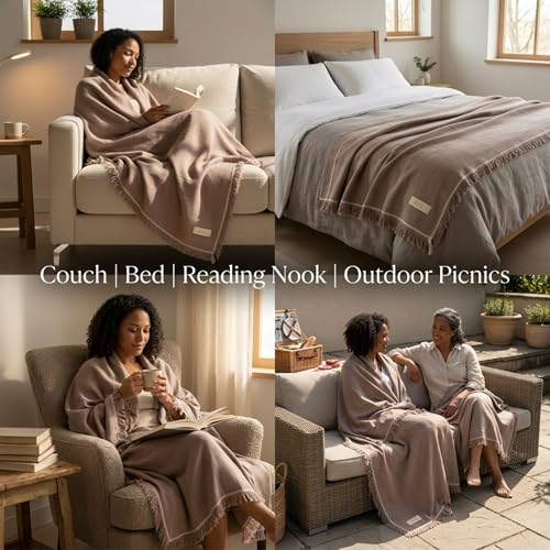 Odin Waffle Throw Blanket with Tassels, 50x66 Inch, 100% Turkish Cotton, Oeko-TEX Certified, Breathable Lightweight Throw for Couch, Sofa & Bed, Made in Turkey, Sand - color: Sand