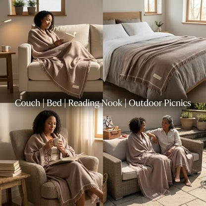 Odin Waffle Throw Blanket with Tassels, 50x66 Inch, 100% Turkish Cotton, Oeko-TEX Certified, Breathable Lightweight Throw for Couch, Sofa & Bed, Made in Turkey, Sand - color: Sand