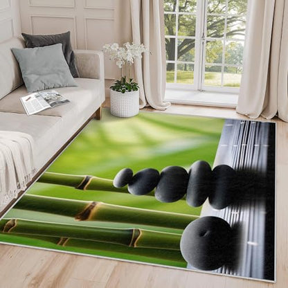 Japanese Rug 8x10 - Japanese Rug, 4x5 Rug, Zen Spa Meditation Area Rug, Spiritual Carpet, Washable & Non Slip & Soft Large Rugs, Japanese Home Decor