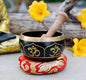 Yoga Meditation Om Peace Singing Bowl/Red Velvet OM Cushion/Wooden Mallet Set - color: Black, size: Small