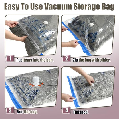 HIBAG Vacuum Storage Bags with Electric Pump, Vacuum Seal Bags for Clothing, Pillows, Blanket Bedding Comforters, 10 pack Jumbo - size: JUMBO
