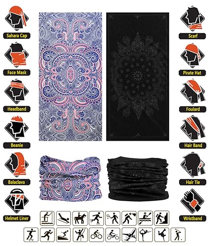 Headband Neck Gaiter Head Wrap Headwear Face Mask Magic Scarf Bandana for Men and Women - color: 6pc.pink Series