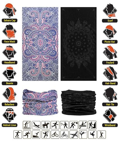 Headband Neck Gaiter Head Wrap Headwear Face Mask Magic Scarf Bandana for Men and Women - color: 6pc.pink Series