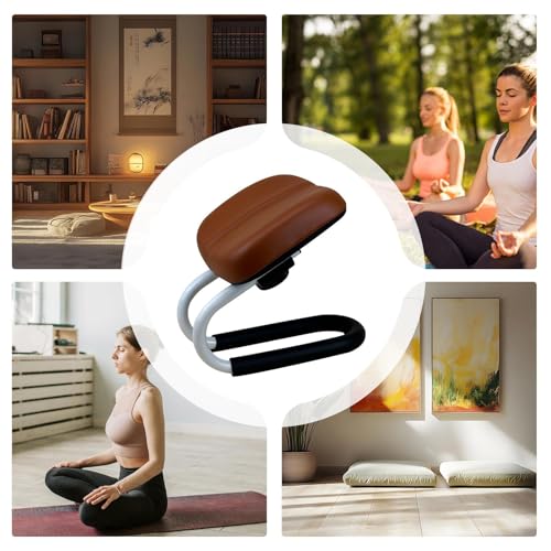 Meditation Seat - Yoga Chair and Japanese Low Stool, Metal Frame Yoga Stoooool Adjustable Height, Bench Seat, Meditation Accessories, Non-Slip Leg Sleeve, Portable Chair for Home Yoga Studio