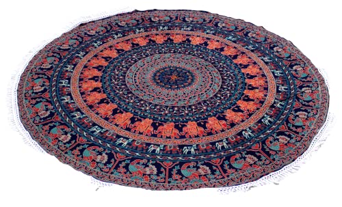 Round Beach Tapestry Mandala Boho Hippie Blanket Indian Cotton Bohemian Large Table Cloth Home Decor Yoga Mat Meditation Picnic Rug Throw Hippy Boho Gypsy Tablecloth Roundie (42 Inches, Brown) - color: Brown, size: 42"L x 42"W