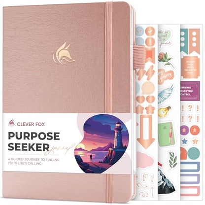 Clever Fox Purpose Seeker Journal – Guided Manifestation & Life Reflection Planner for Daily Self-Exploration, Goal-Setting & Gratitude (Rose Gold) - color: Rose Gold